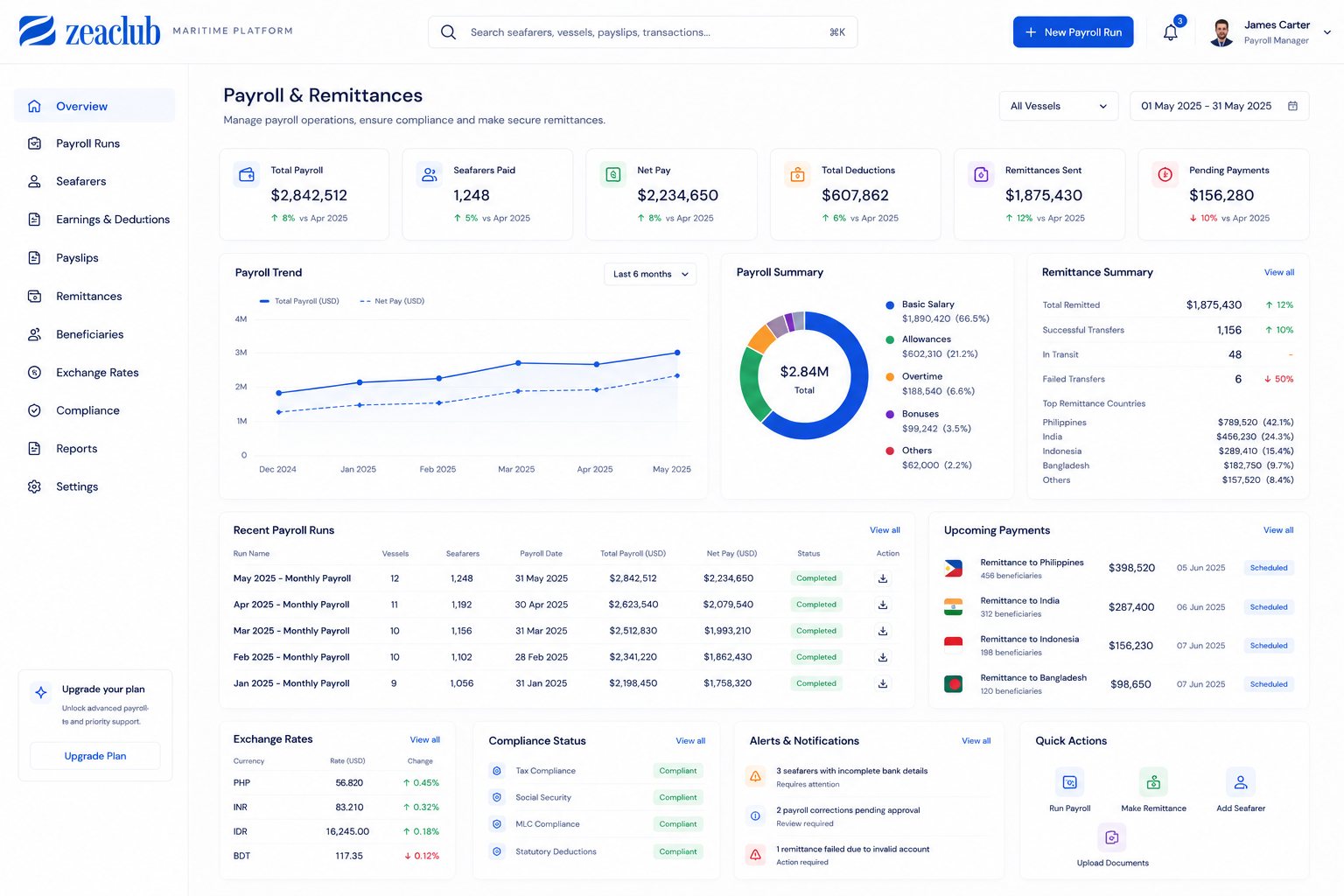 工资与汇款 product interface
